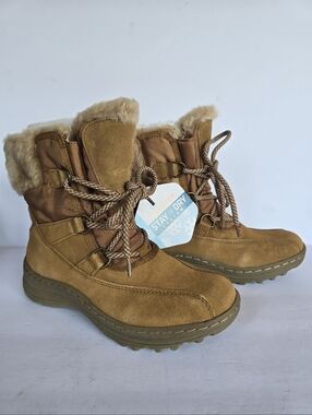 Baretraps Women’s Tan Winter Fur-Lined Lace-Up Suede Boots